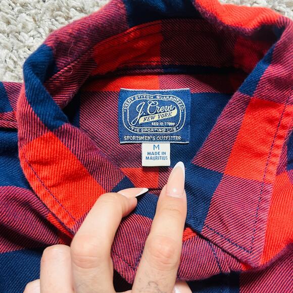 Vintage Y2K J Crew Mens Red Blue Plaid Casual Long Sleeve Button Down M - Picture 3 of 4